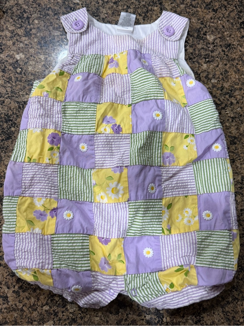 Gymboree Daffodil Garden patchwork bubble romper